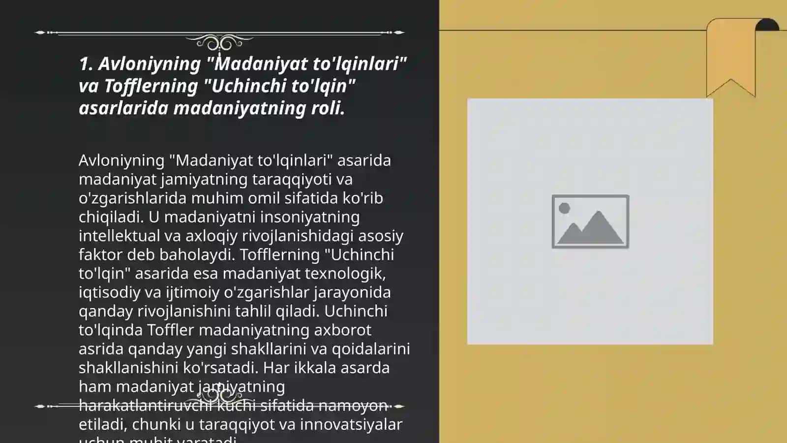Avloniyning ''Madaniyat to'lqinlari'' va E. Tofflerning ''Uchinchi to'lqin'' asarini qiyosiy tahlil etish 3