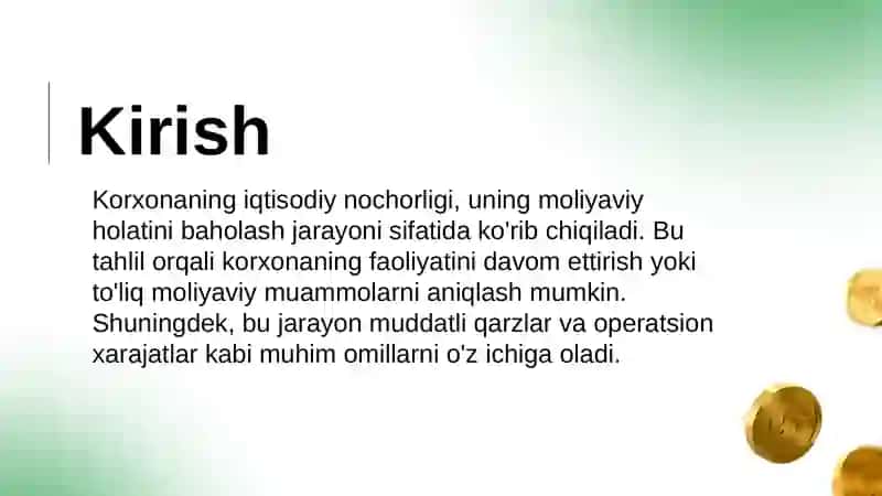 Korxonaning iqdisodiy nochorligini (bankrotligi) baholash va tahlil qilish 3