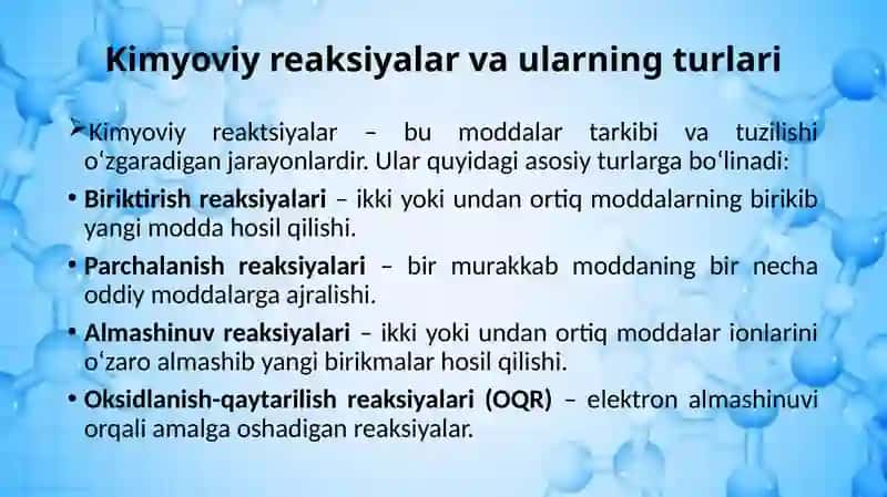 Oksidlanish-qaytarilish reaksiyasi va uning xususiyatlari 3