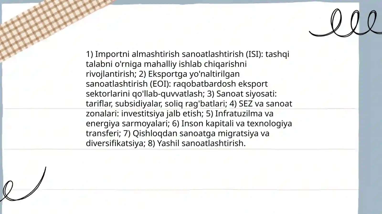 Iqtisodiy o'sish va sanoatlashtirish strategiyalari 3