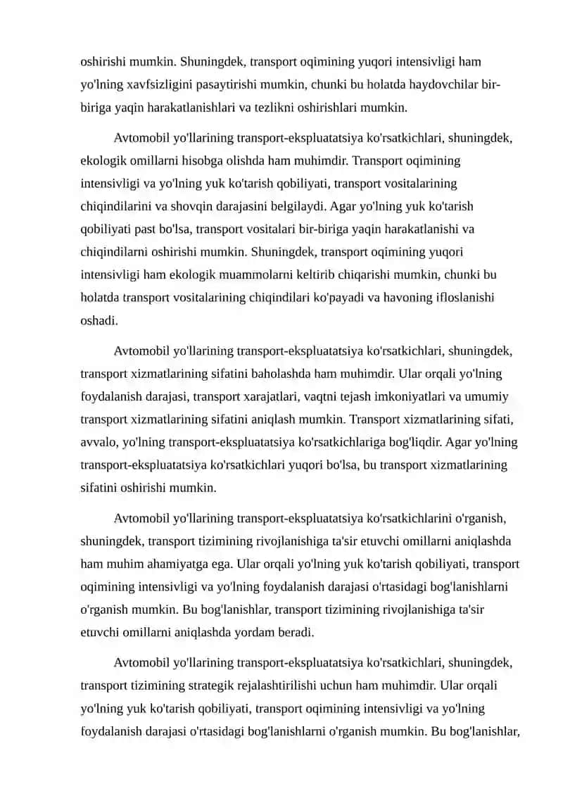 Avtomobil yollarining transport-ekspluatatsiya ko'rsatkichlari 3