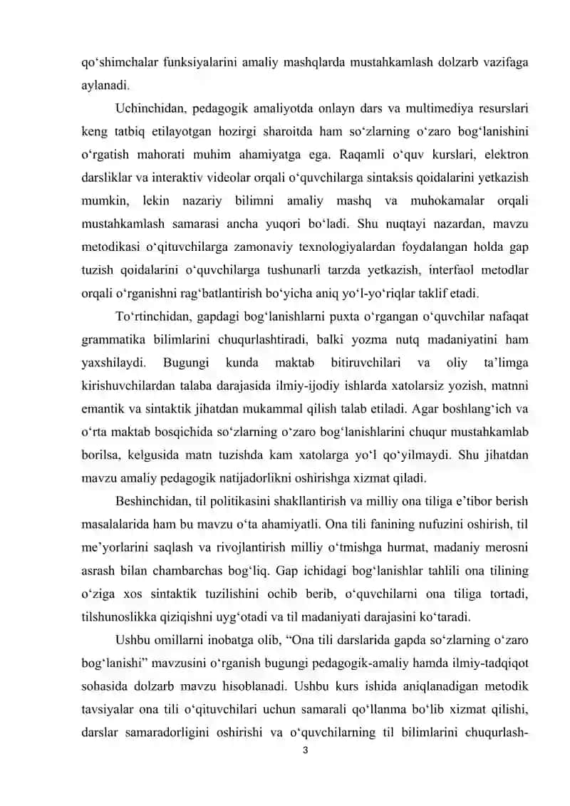 BOSHLANG‘ICH SINFLARDA GAPDA SO‘ZLARNING O‘ZARO BOG‘LANISHI MAVZUSINI O‘RGANISH METODIKASI 3