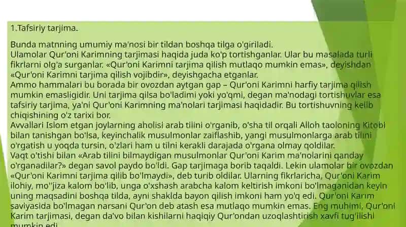 MUSTAQILLIKYILLARIDA QUR’ONNING O’ZBEK TILIGA TARJIMA QILINISHI VA TAFSIRLARI 3