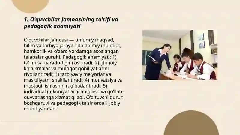 O'quvchilar jamoasi- yaxlit pedagogik jarayonning asosiy shakli 3