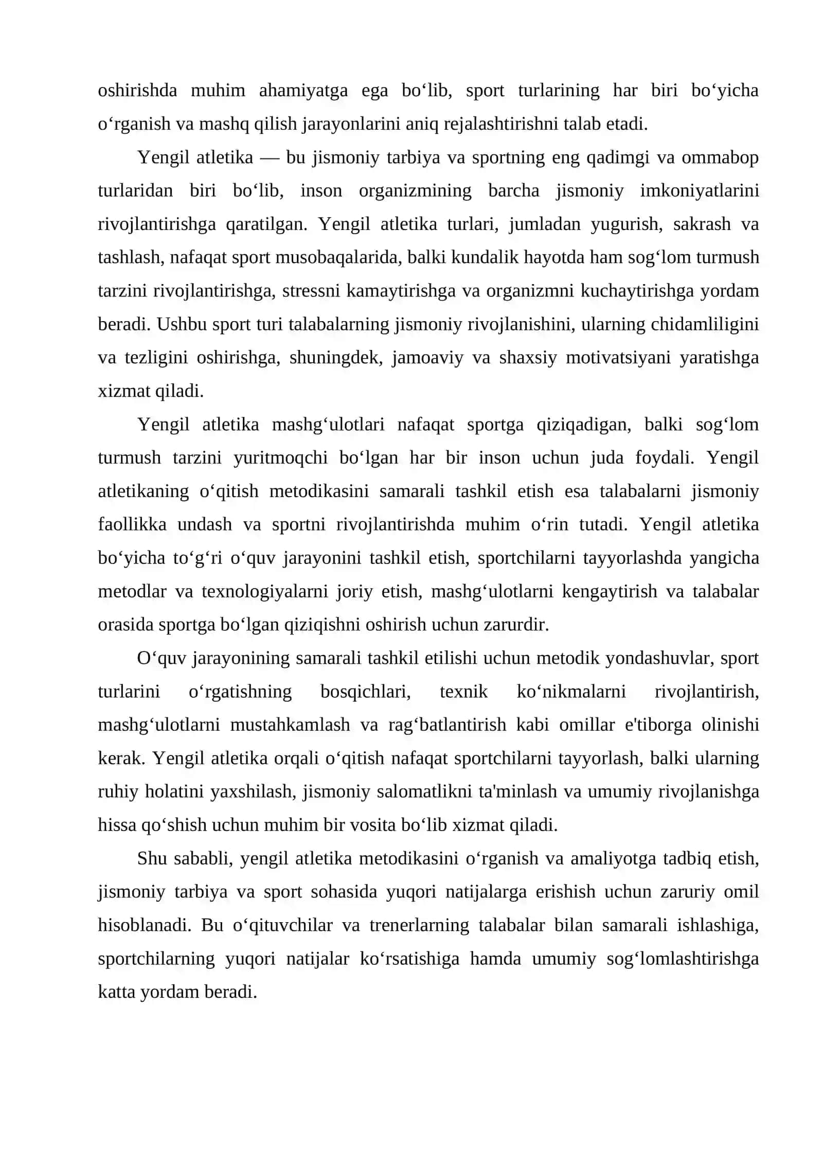 Yengil atletika va uni o’qitish metodikasi 3