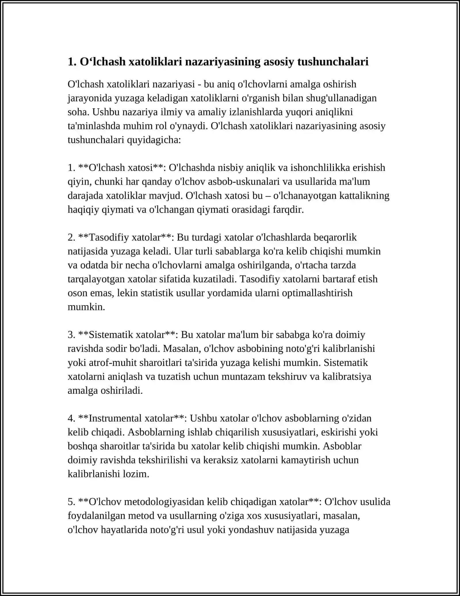 AVTOMOBIL YO‘LLARINI QIDIRUVIDA O‘LCHASH XATOLIKLARI NAZARIYASI 3