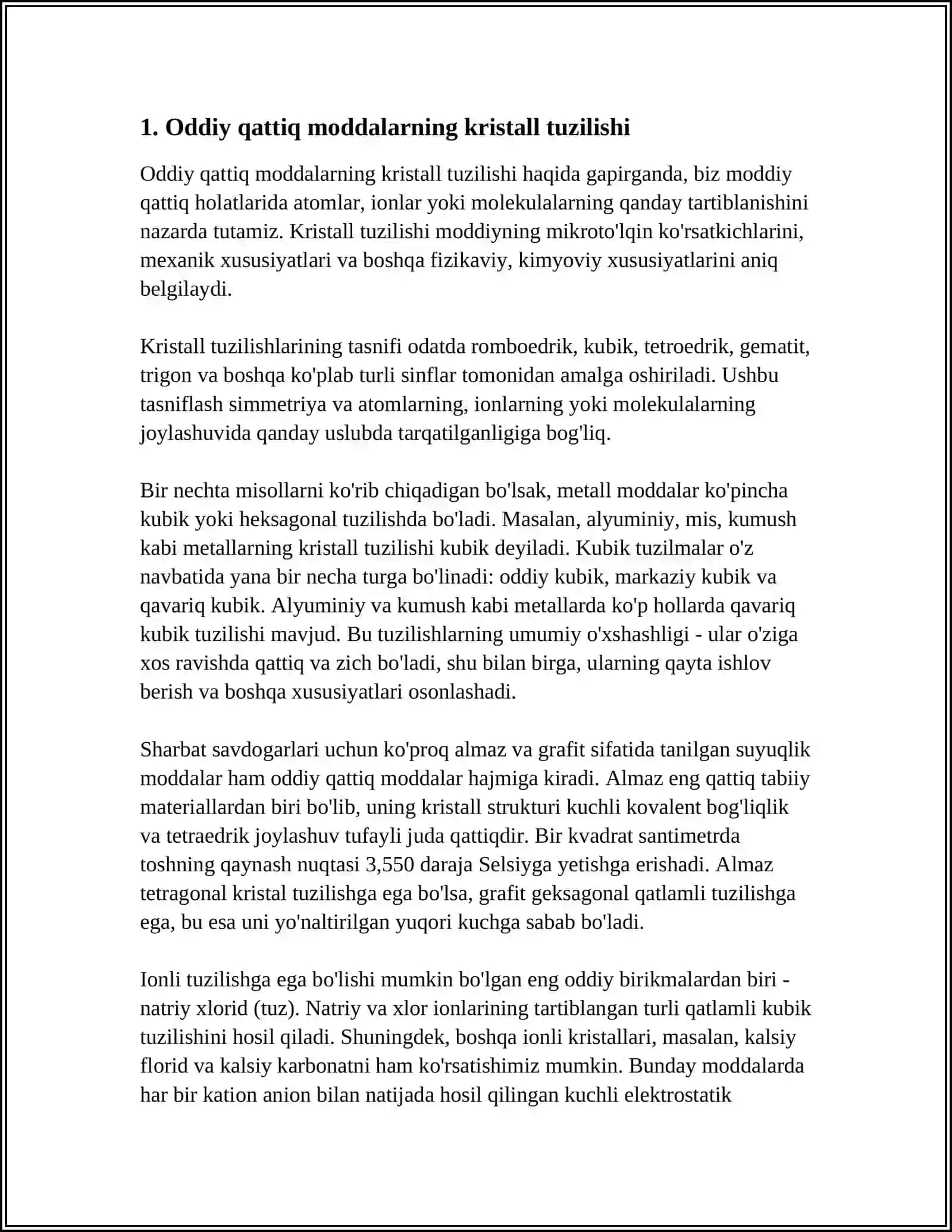 Oddiy qattiq moddalarning kristall tuzilishi 3
