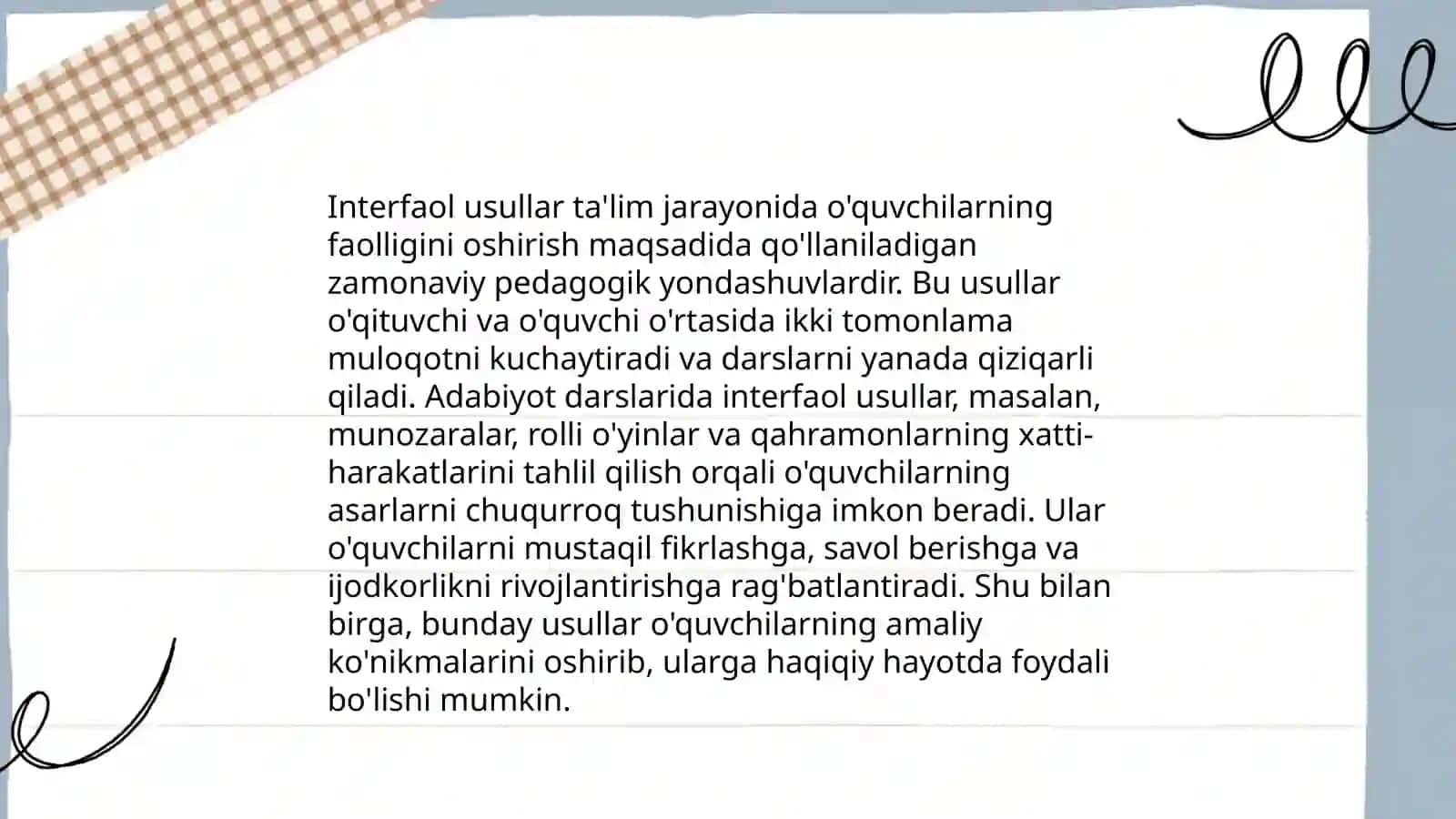 Interfaol usullar Adabiyot darslarida 3