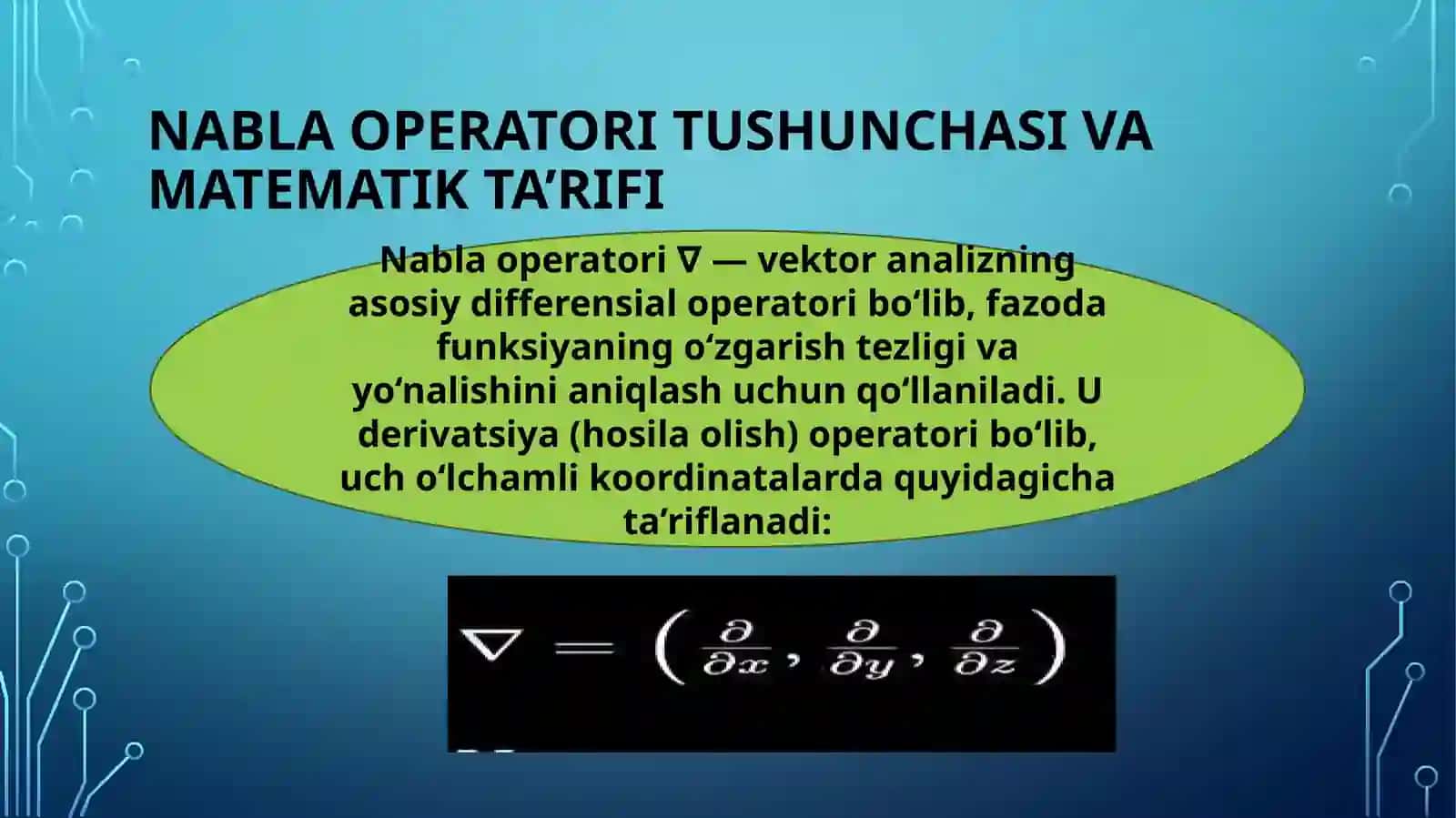 Vektor maydonidagi ikkinchi tartibli amallar 3