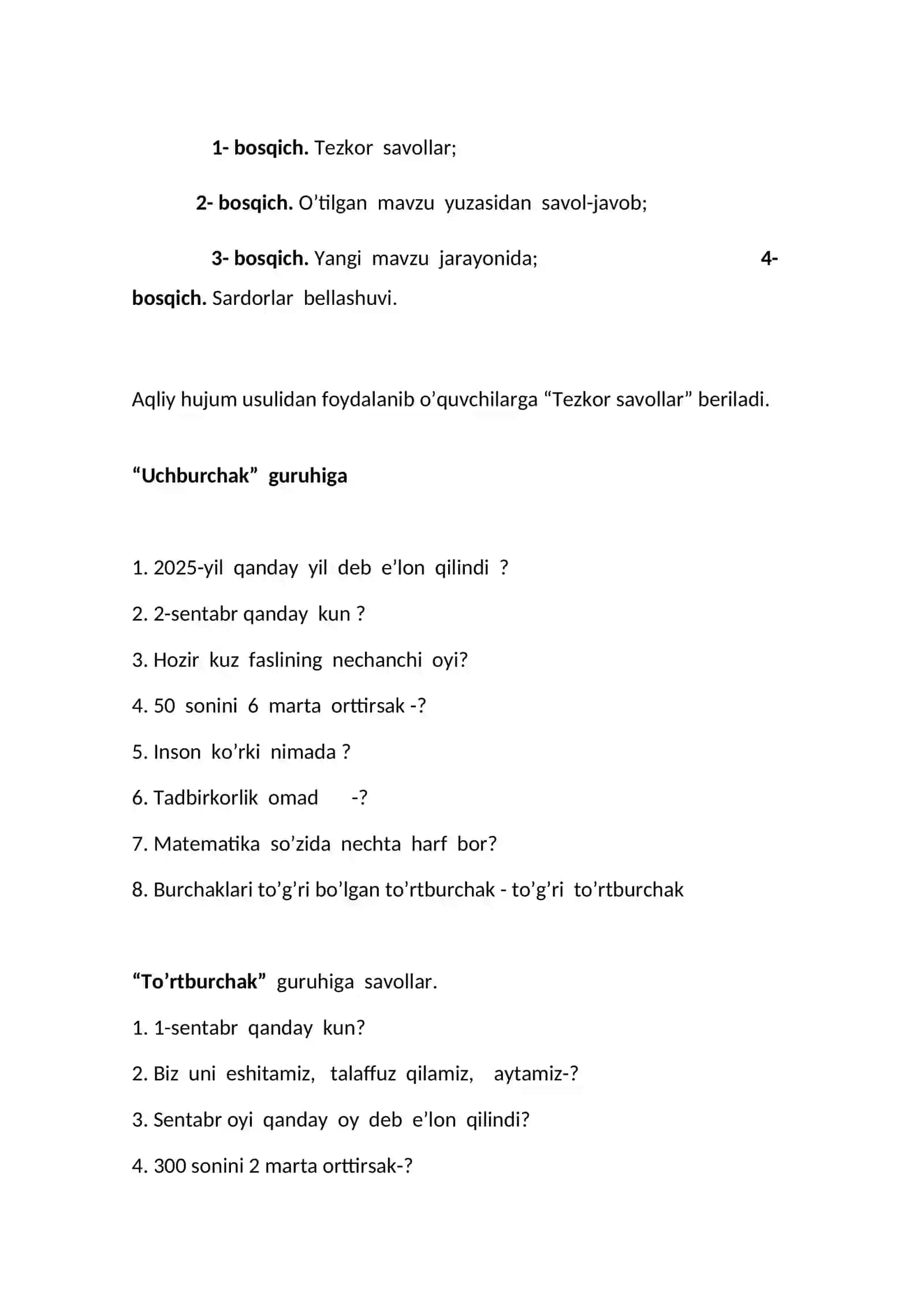 "Kasrlarni qo’shish va ayirish" dars ishlanmasi 3