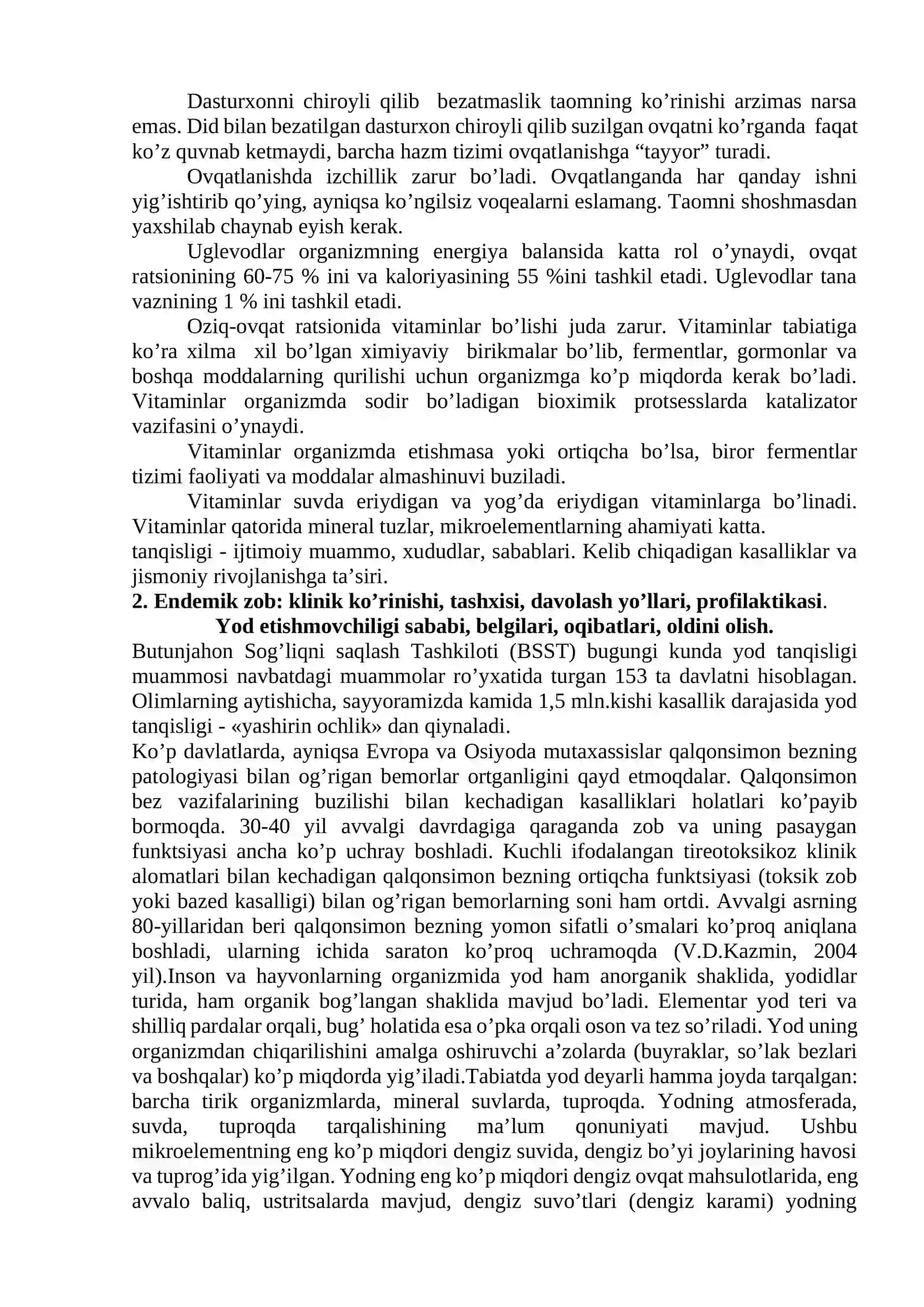 Ovqatlanish. Organizmda mikroelementlar va vitaminlar tanqisligi 3