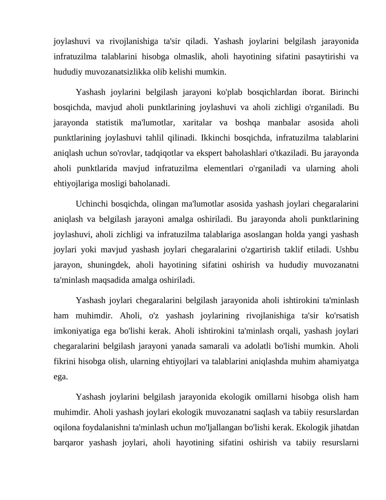 Aholi yashash joylarini chegaralarini belgilash va o'zgartirish yerlarni tashkil etish va ulardan foydanlanish 3