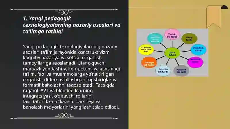 Yangi pedagogik texnologiya va faol ped texnologiyalar yordamida dars dars ishlamalari tuzish va tahlil qilish 3