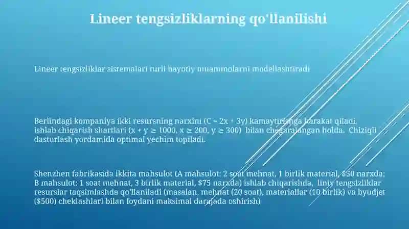 Chiziqli tengsizliklar sistemasi 3