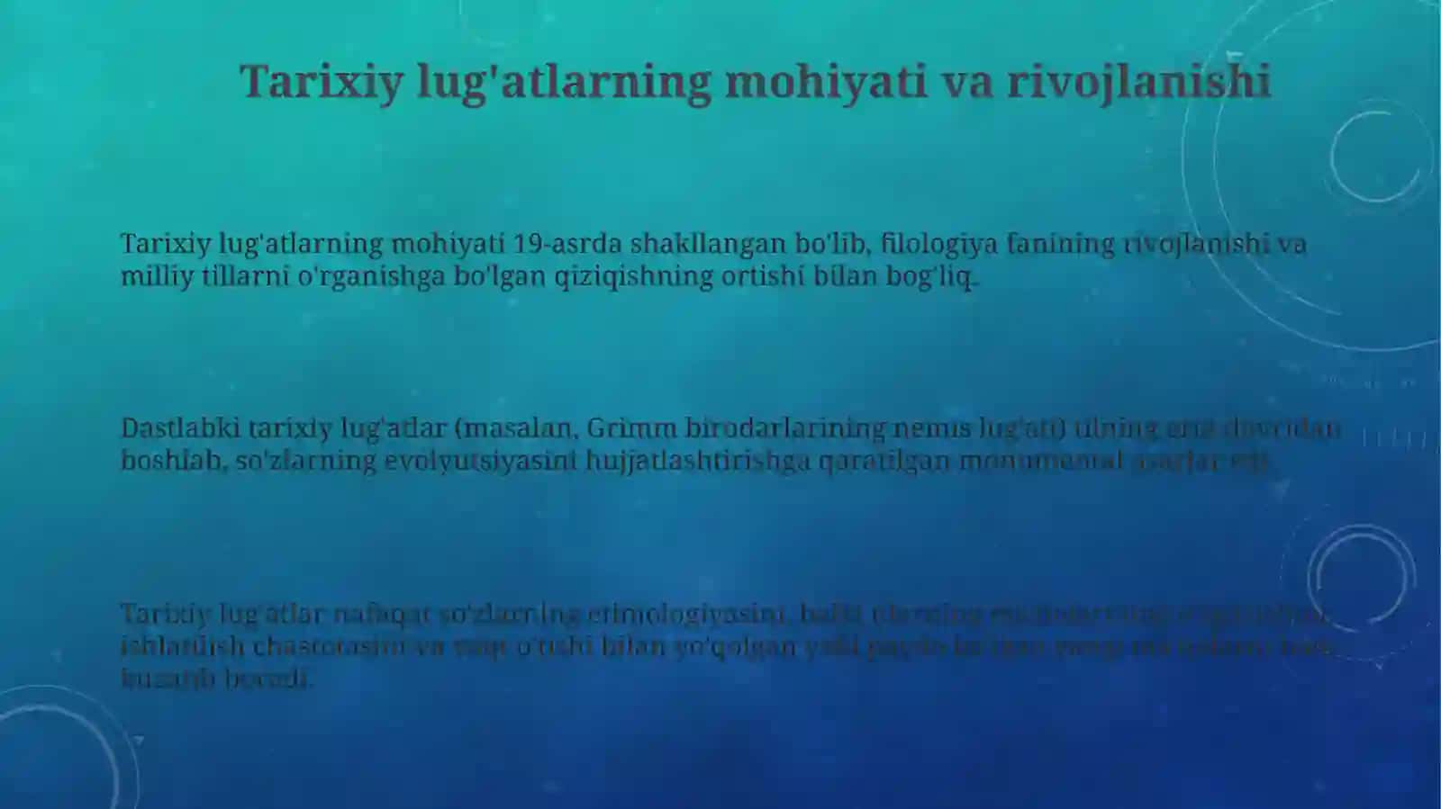 Tarixiy lugʻatlar va lugʻatshunoslik masalalari 3