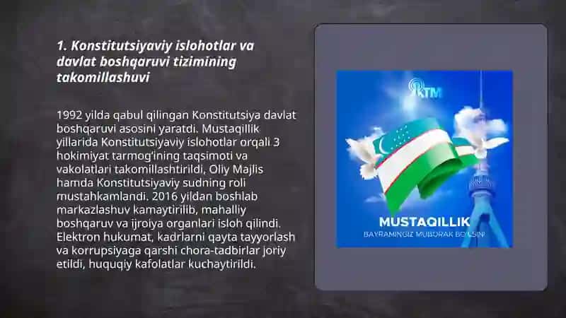 Mustaqillik yillarida davlat boshqaruvi tizmida amalga oshirilgan islohatlar 3
