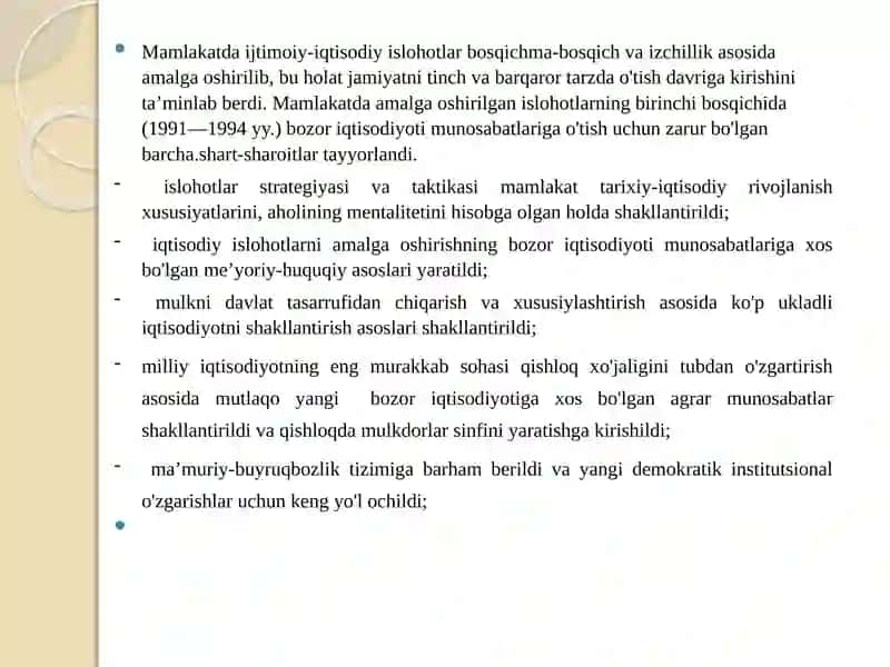Iqtisodiy islohotlar, xususiy mulkchilikning shakllanishi 3