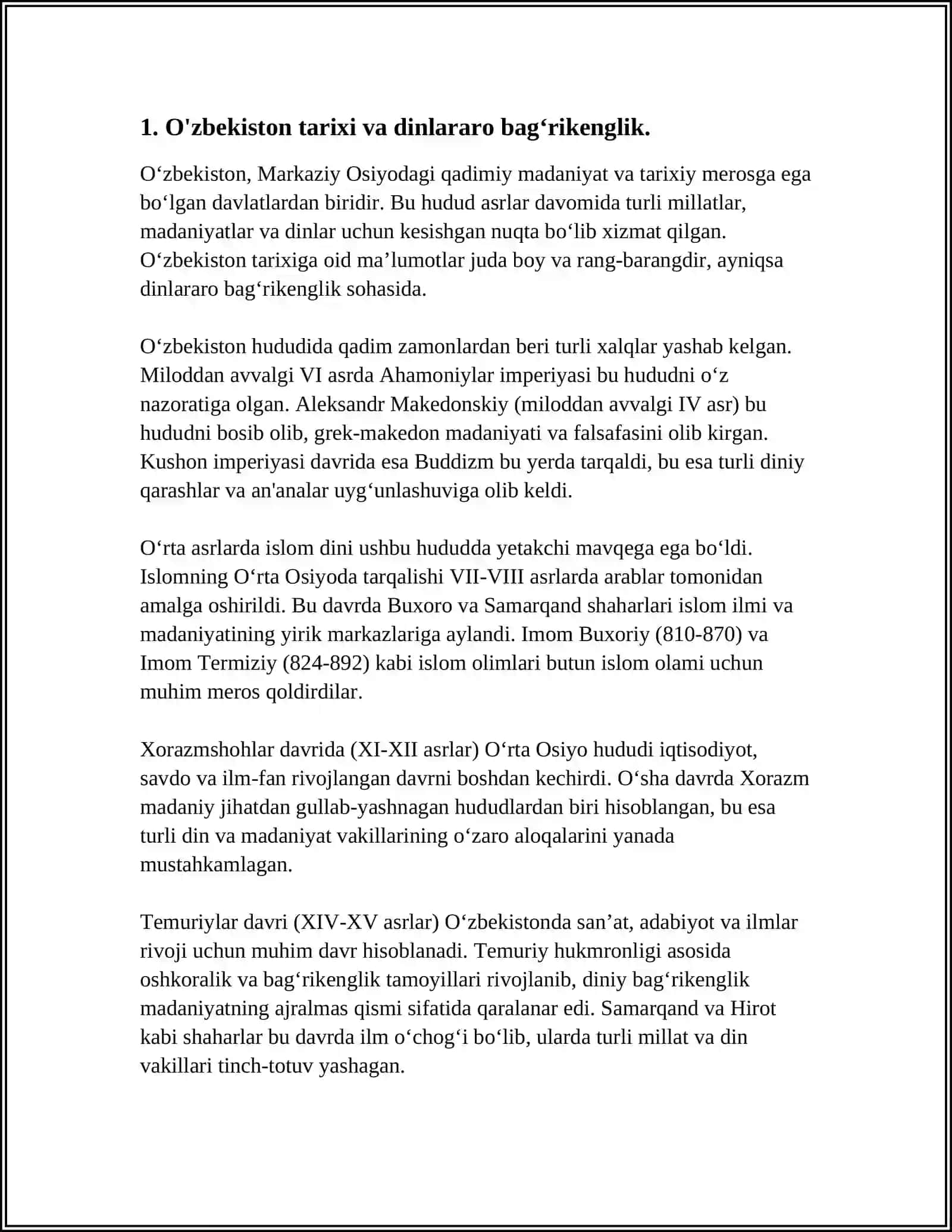 O‘ZBEKISTONDA KONFESSIYALARARO BAG‘RIKENGLIKNING TARIXIY ILDIZLARI 3