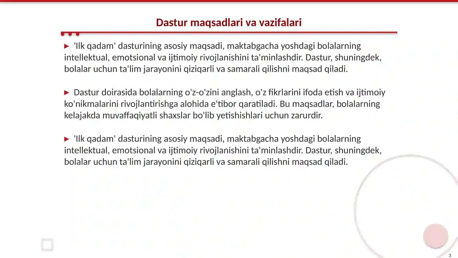 Maktabgacha yoshdagi bolalar rivojlanishida 'ilk qadam' dasturining ahamiyati 3
