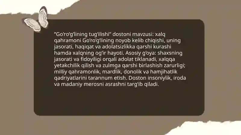 "Go‘ro‘g‘lining tug'ilishi" dostoni 3