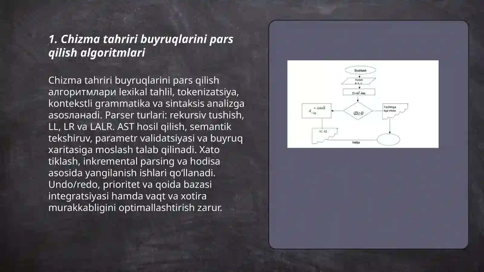 Chizmani tahrir qilish buyruqlarning algoritmlari 3