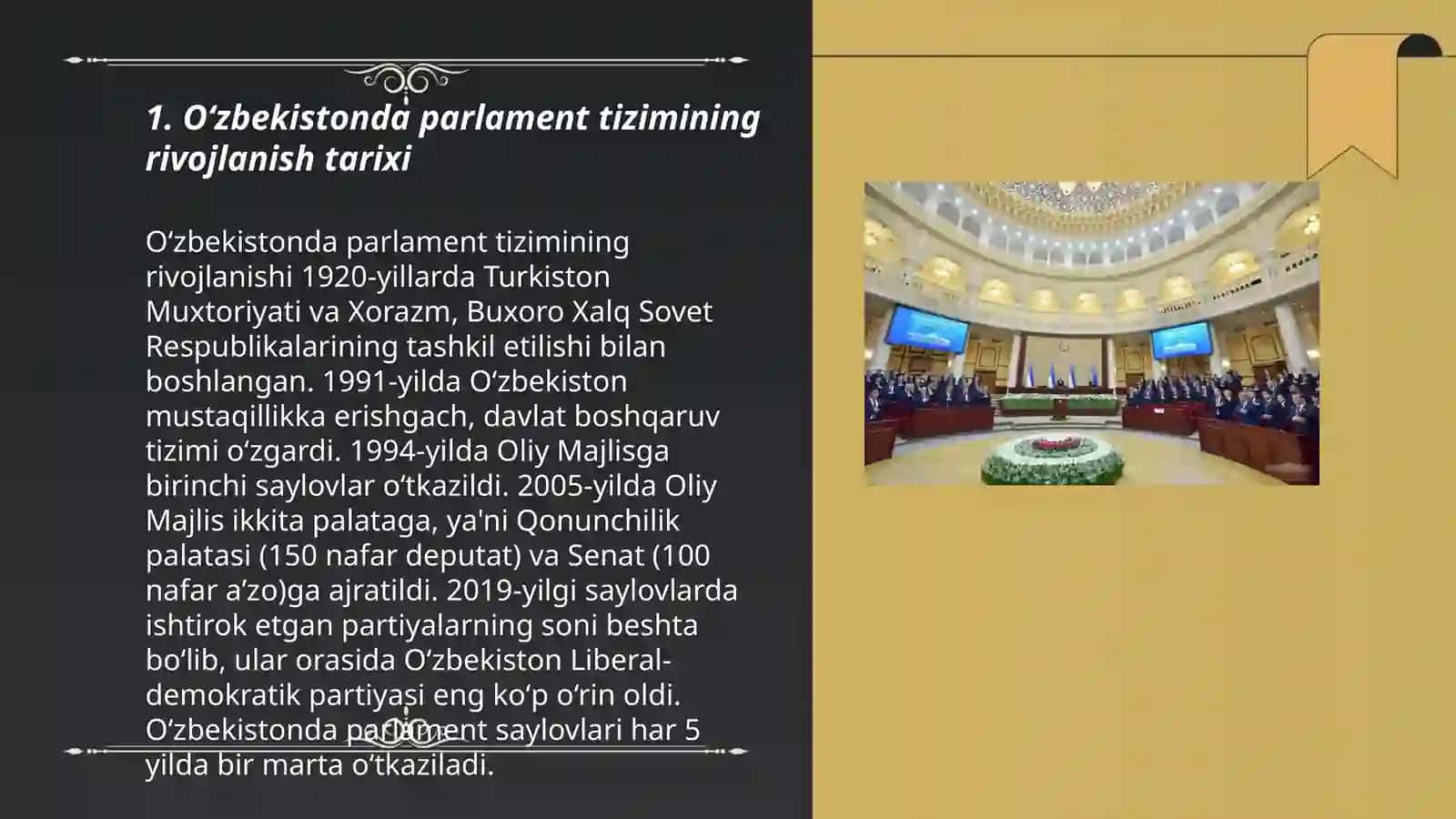 Oʻzbekistonda ikki palatali parlamentni tashkil etilishi va uning oʻziga xosligi 3
