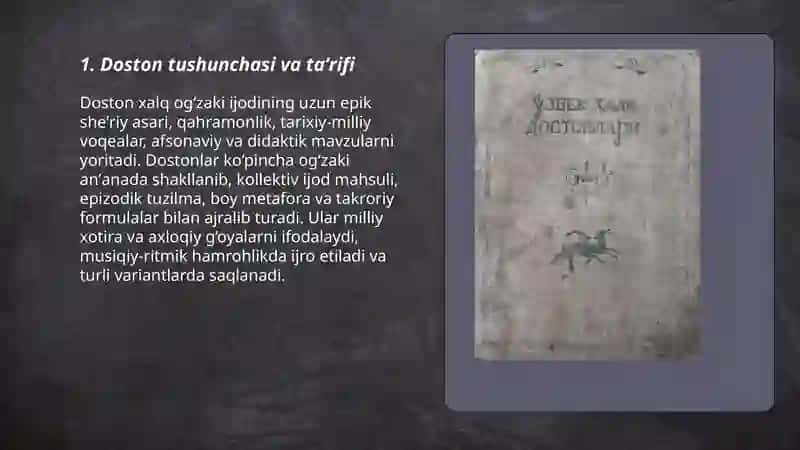 Dostonlar va ularning janr xususiyatlari 3