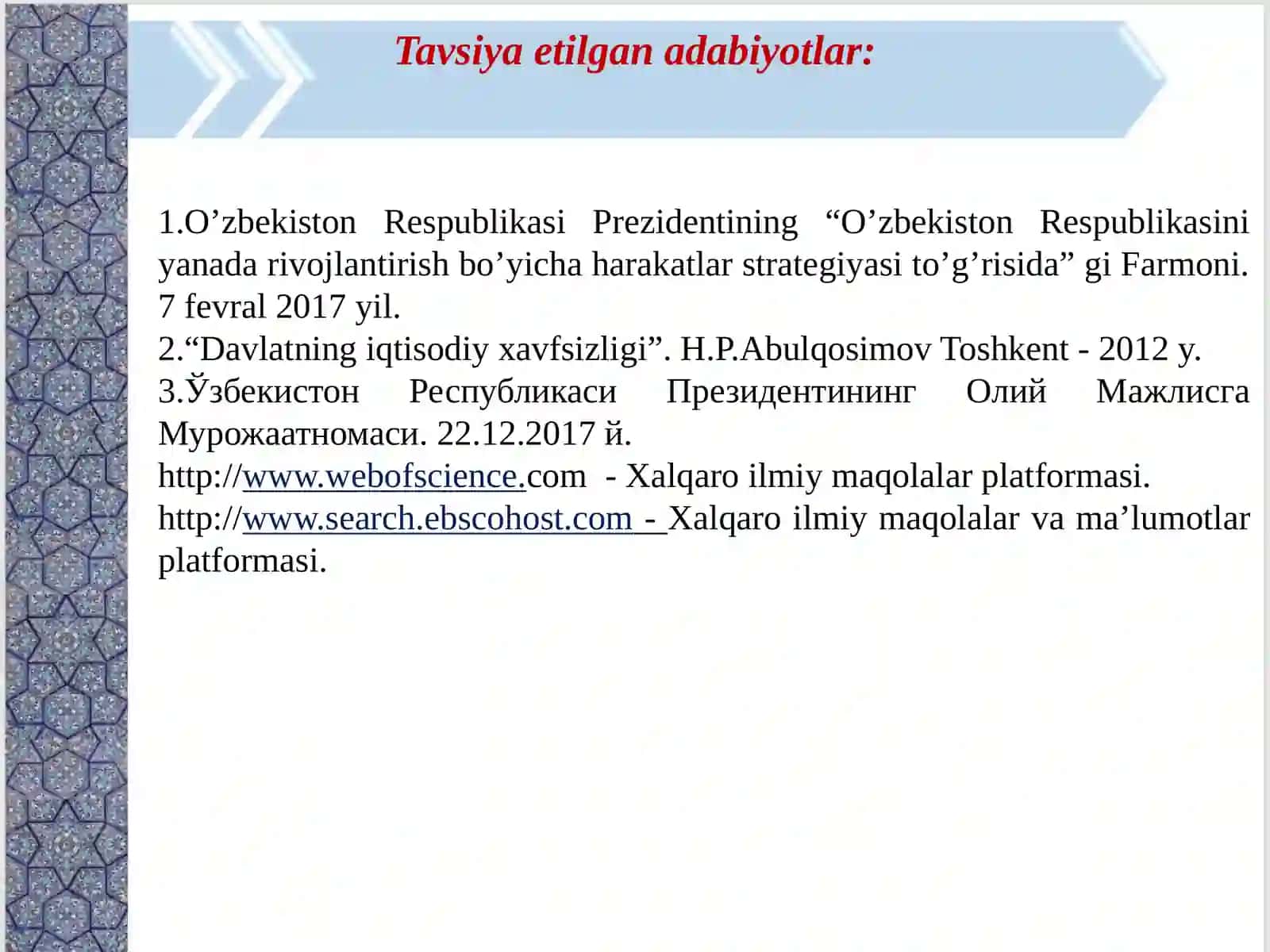 MAMLAKATNING IQTISODIY XAVFSIZLIGINI TA’MINLASH 3