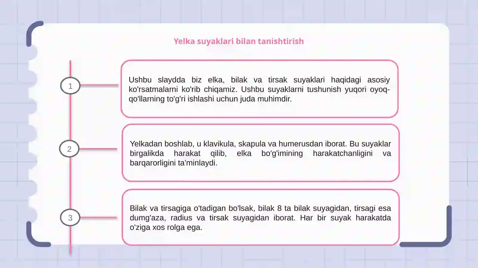 Yelka bilak tirsak suyaglari haqida talimot 3