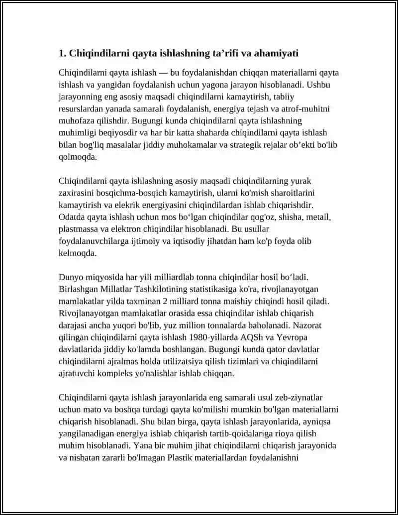 CHIQINDILARNI QAYTA ISHLASH 3