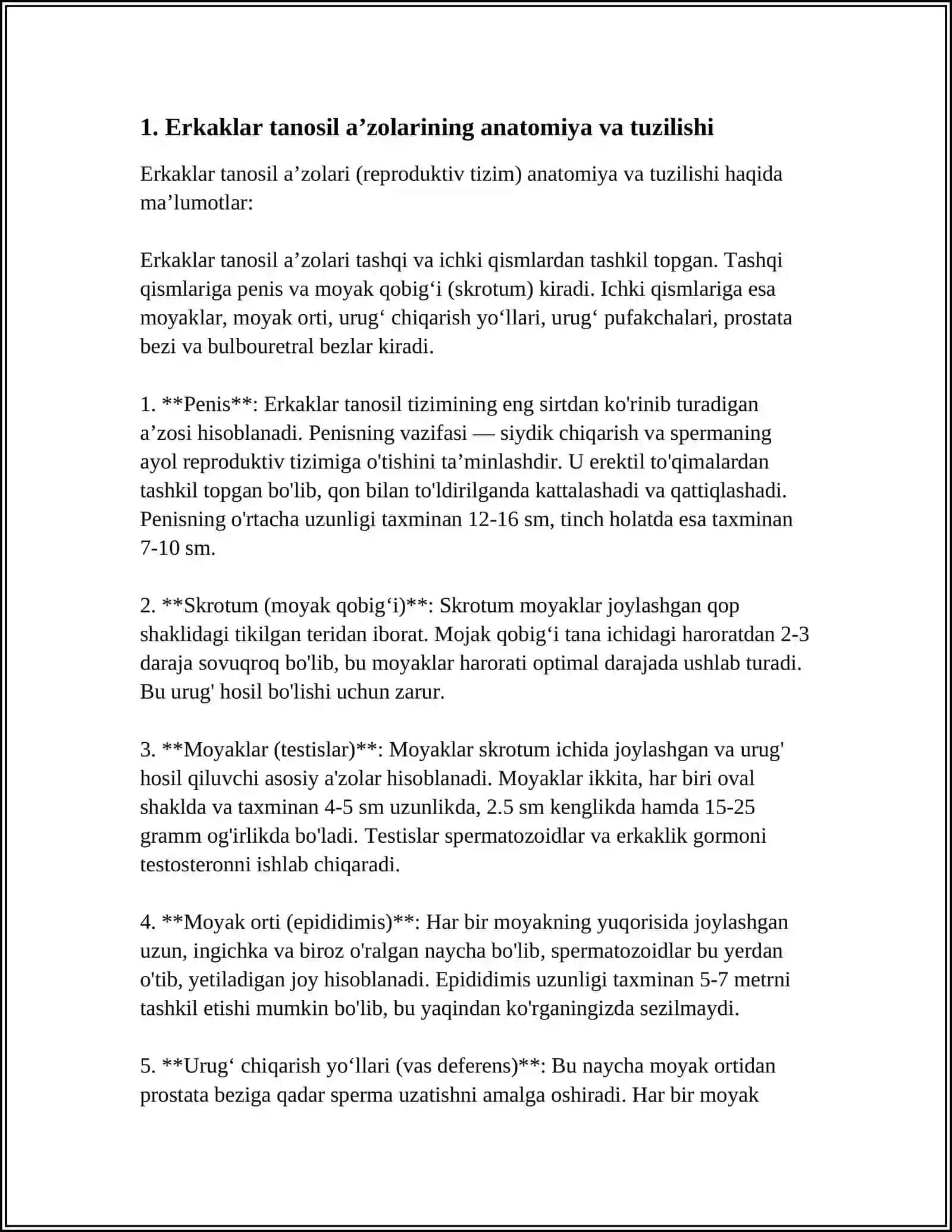 ERKAKLAR TANOSIL AʼZOLARI 3