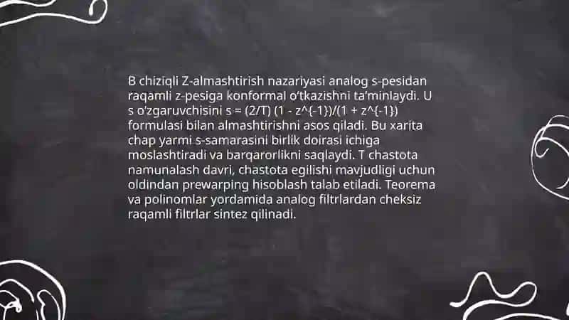 B chiziqli Z-almashtirish usuli 3
