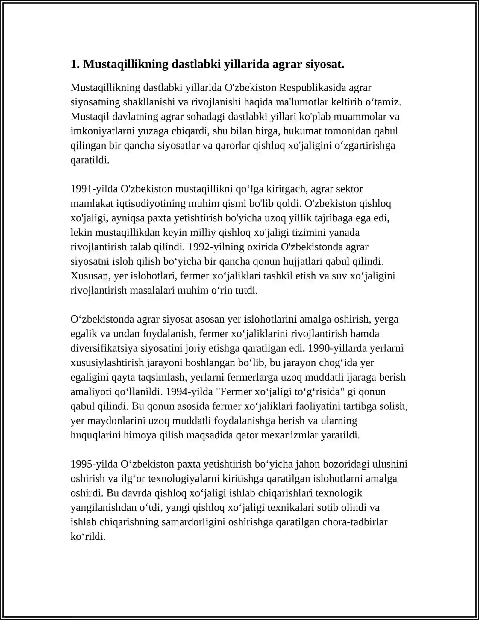 MUSTAQILLIK YILLARIDA QISHLOQ XO'JALIGI VA SANOAT SOHASIDAGI O'ZGARISHLAR 3