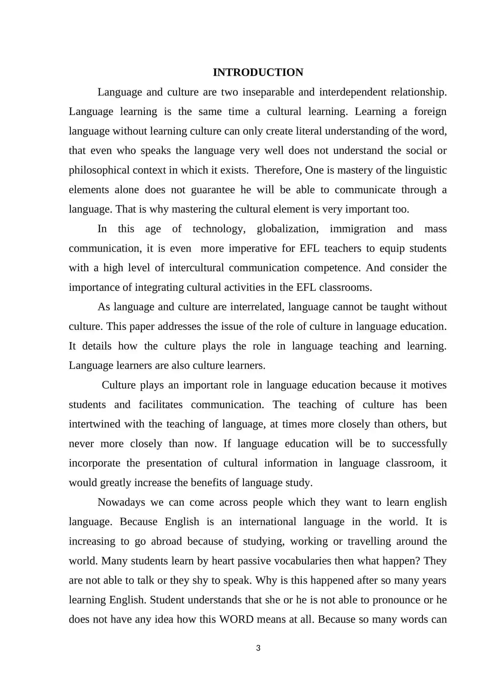 Course work on the theme: INTEGRATING CULTURAL ACTIVITIES IN THE EFL CLASSROOM 3