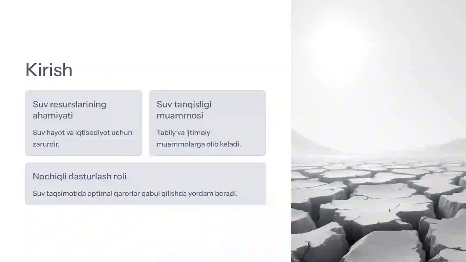 Suv resurslarini boshqarishda nochiziqli dasturlash modeli 3