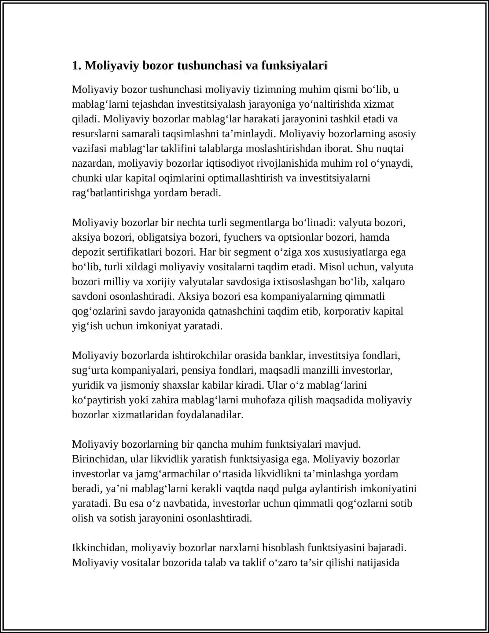 Moliyaviy bozorlar 3