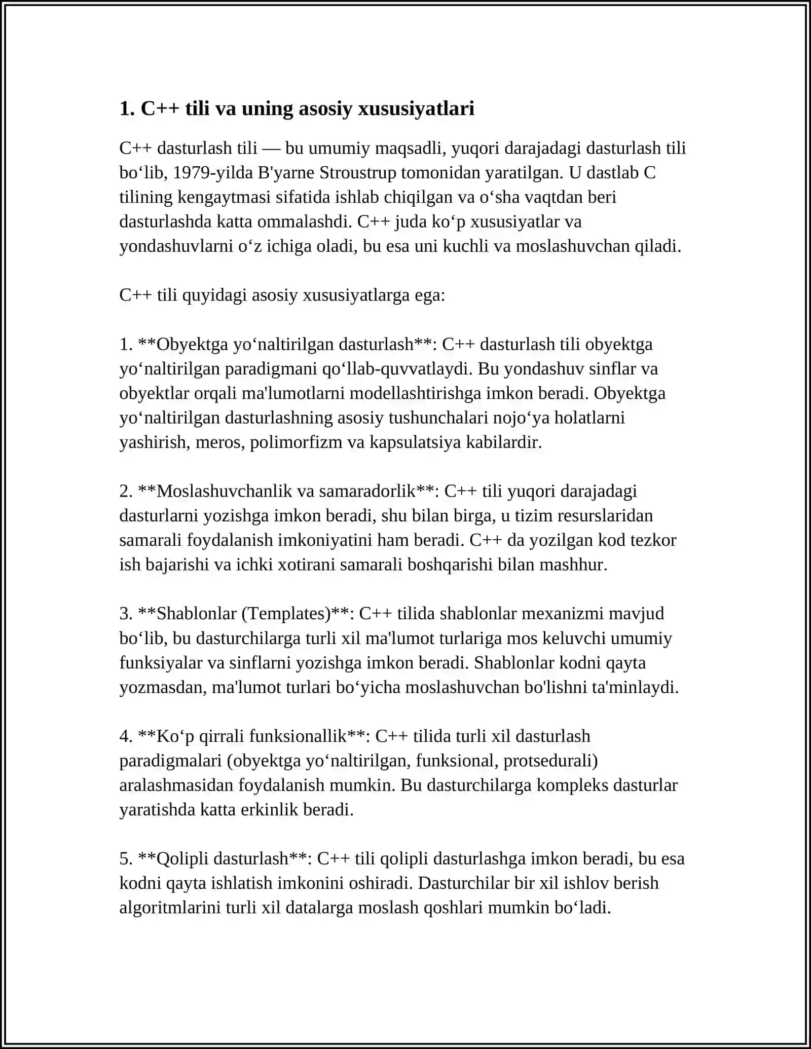 DASTURLASH TILLARI C++ 3