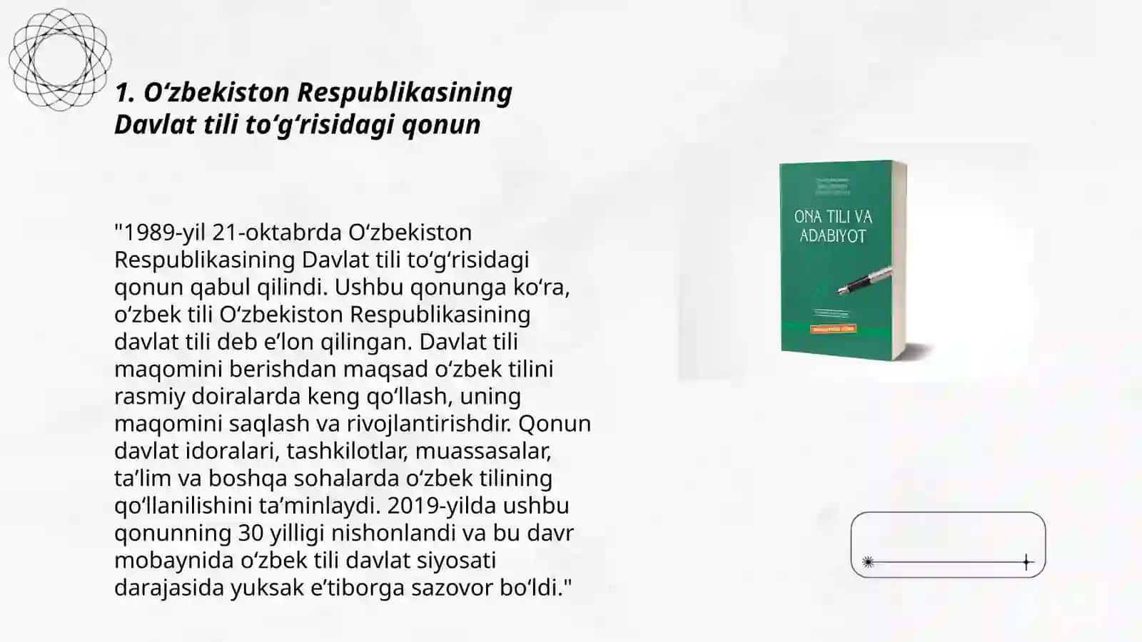 Oʻzbek tili toʻgʻrisidagi huquqiy meʼyoriy hujjatlarning mohiyati 3