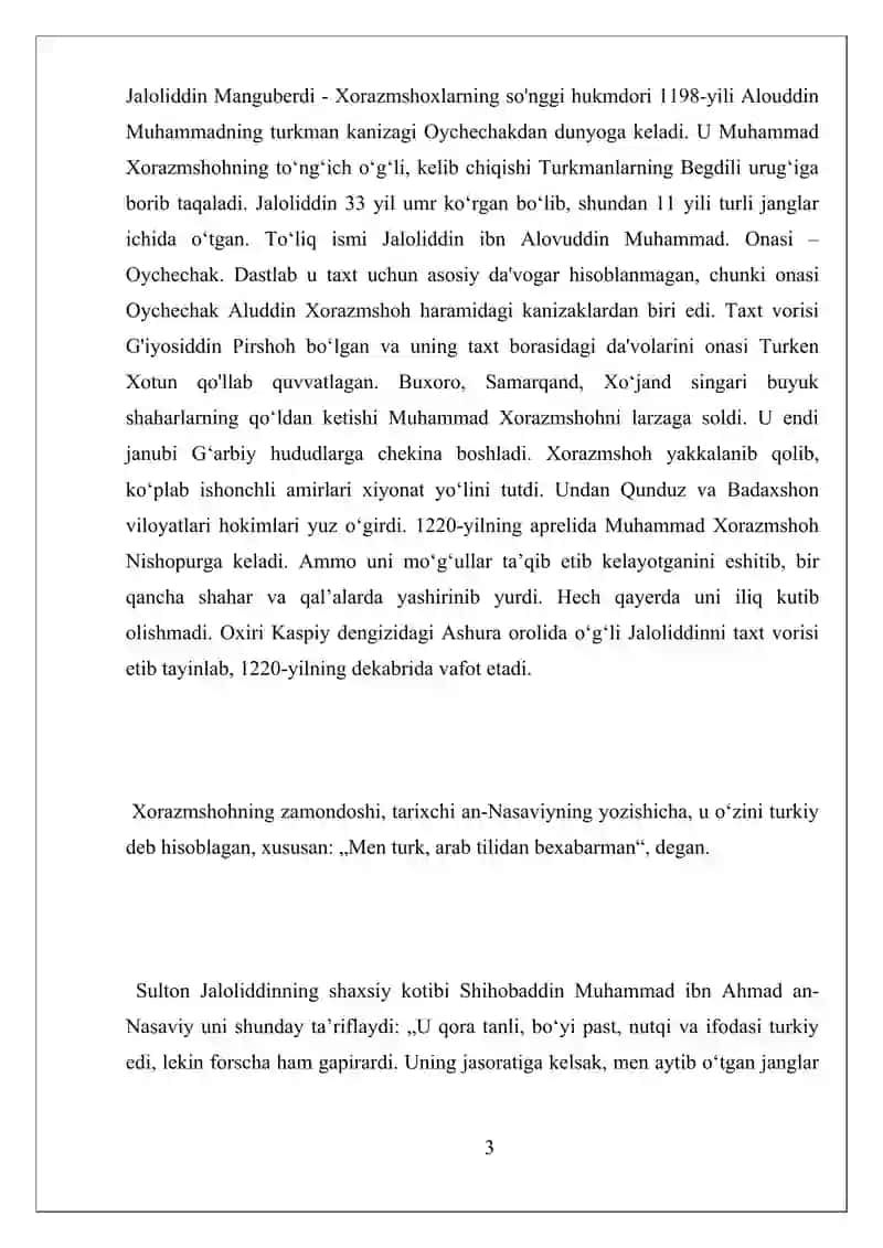 Referat Jaloliddin Manguberdi haqida 3