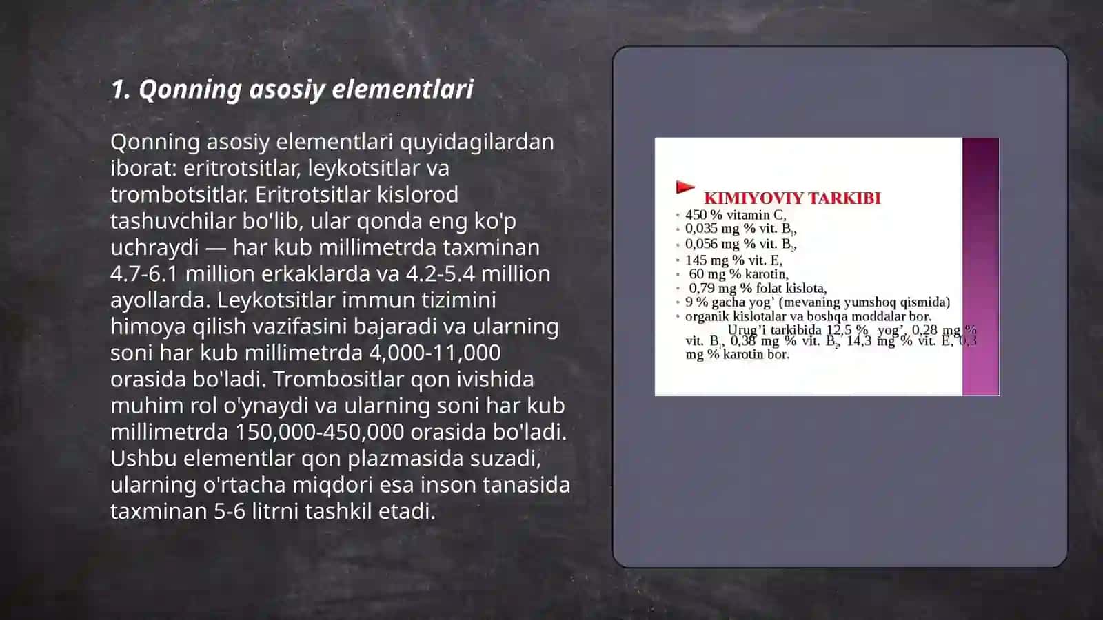 Qonning kimyoviy tarkibi 3