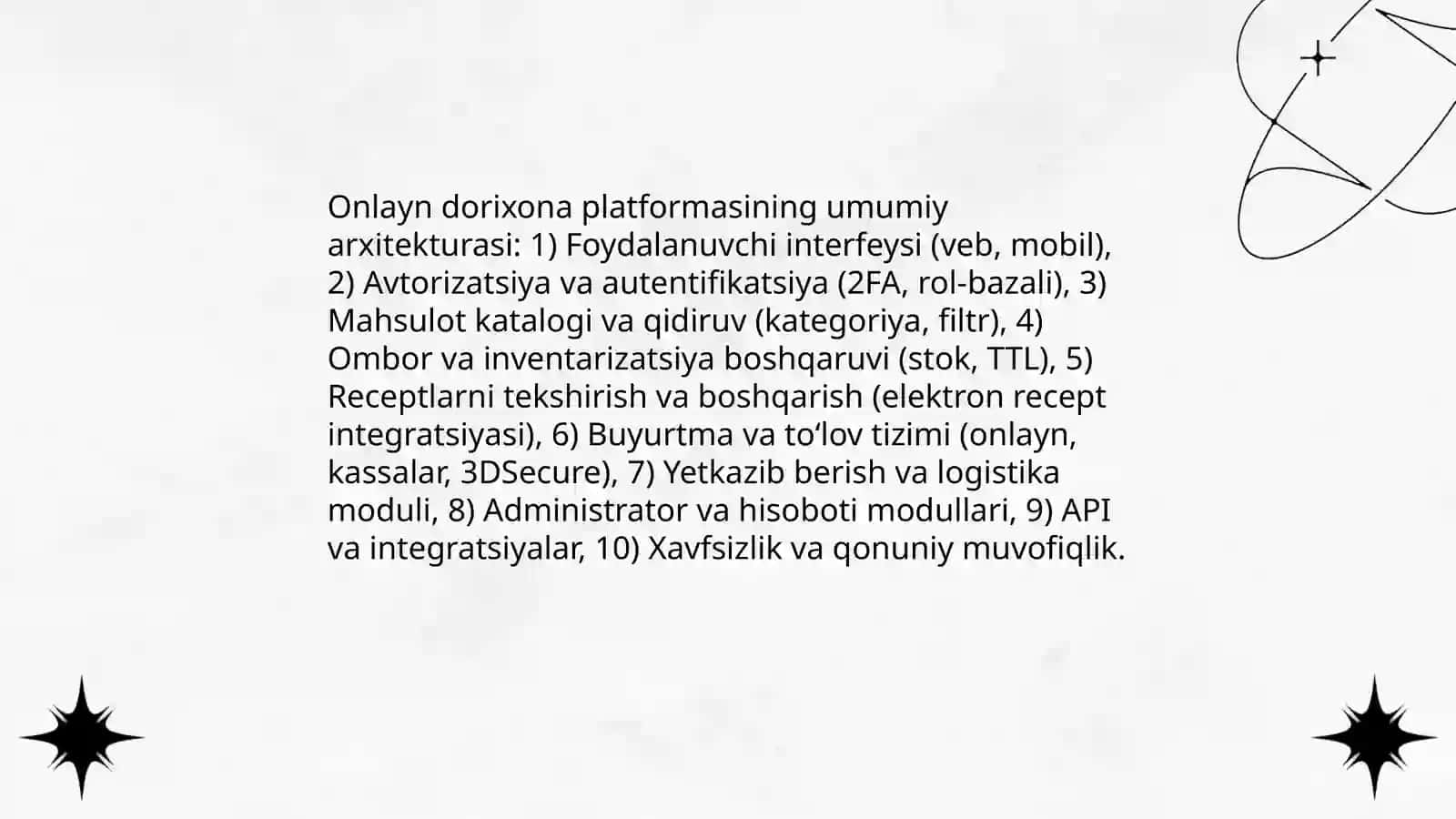 Onlayn dorixona platformasining umumiy arxitekturasi va modullari 3