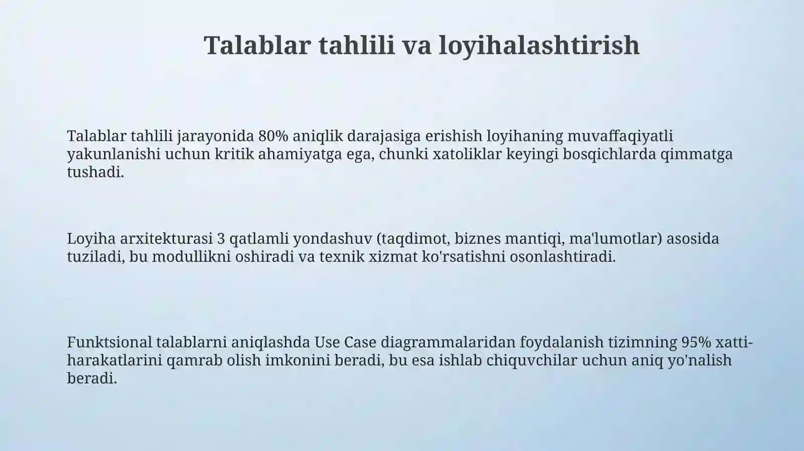 Talablar tahlili va loyihalashtirish 3