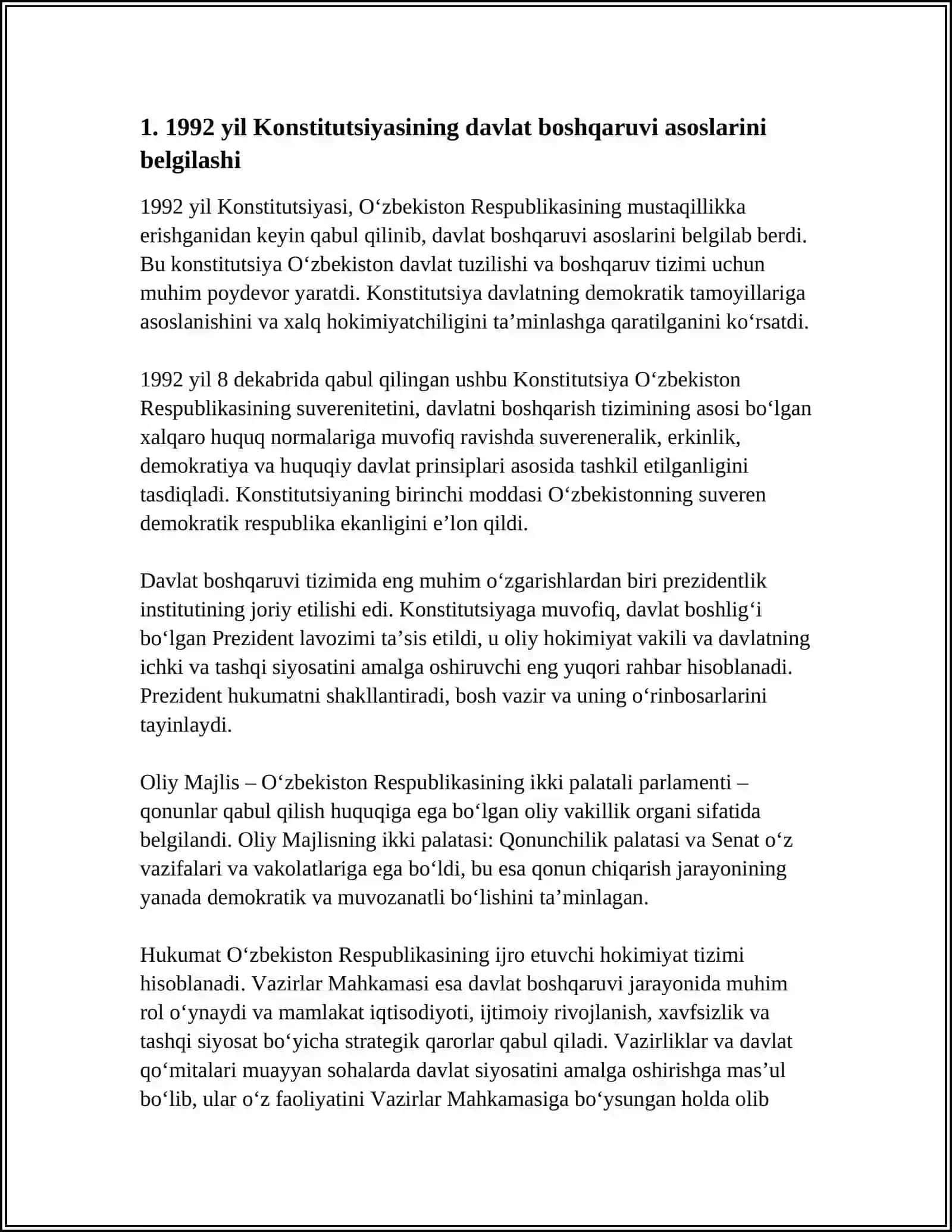 MUSTAQILLIK YILLARIDA DAVLAT BASHQARUVI TIZIMIDA AMALGA OSHIRILGAN ISLAHOTLAR 3
