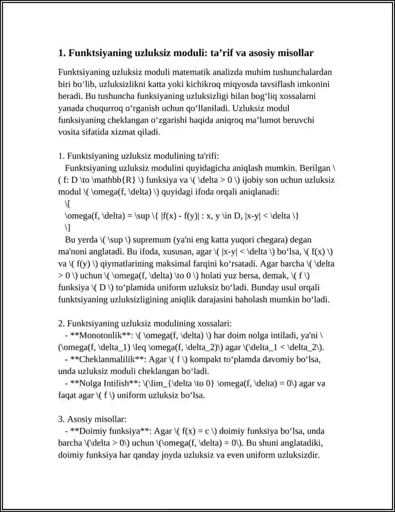 FUNKSIYANING UZLUKSIZ MODULI 3