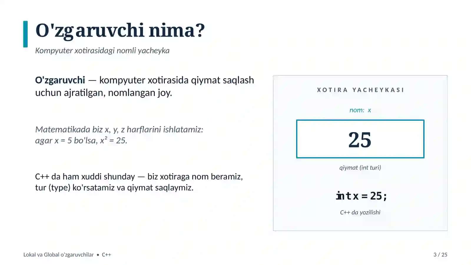 MATEMATIKA YO'NALISHI TALABALARI UCHUN 3