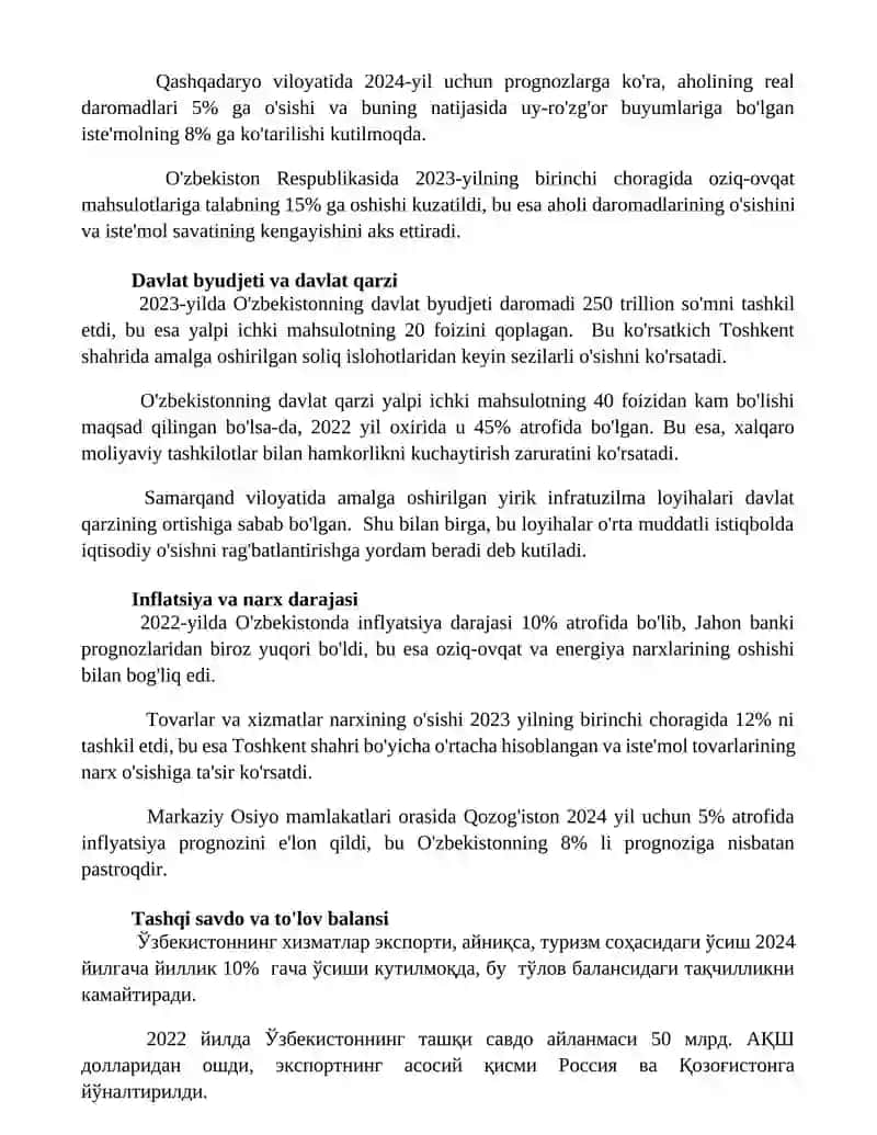 Iqtisodiy o'sishning asosiy ko'rsatkichlari va tahlili 3