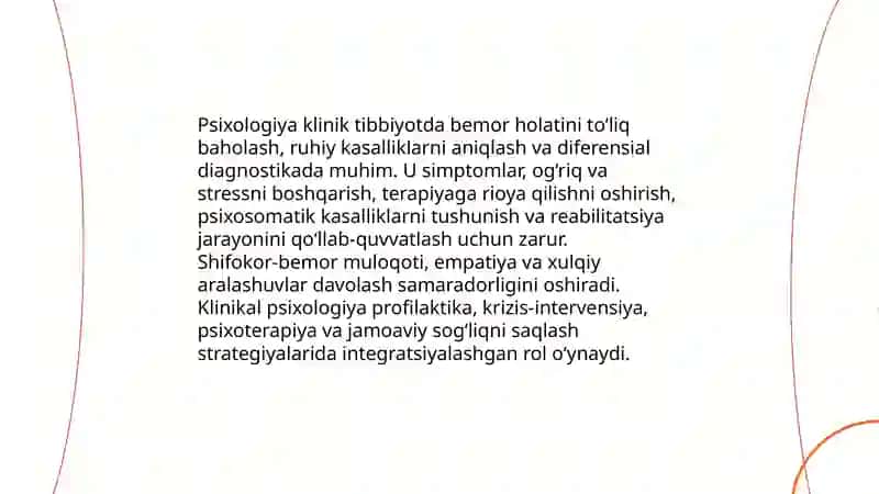 Psixologiya fanining tibbiyotda tutgan o'rni va ahamiyati. Patopsixologiya. Shifokor faoliyatida inklyuziv ta'limning o'rni. 3