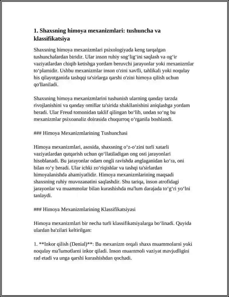 SHAXS (XIMOYA MEXANIZMI,IJTIMOIY ROLLAR 3