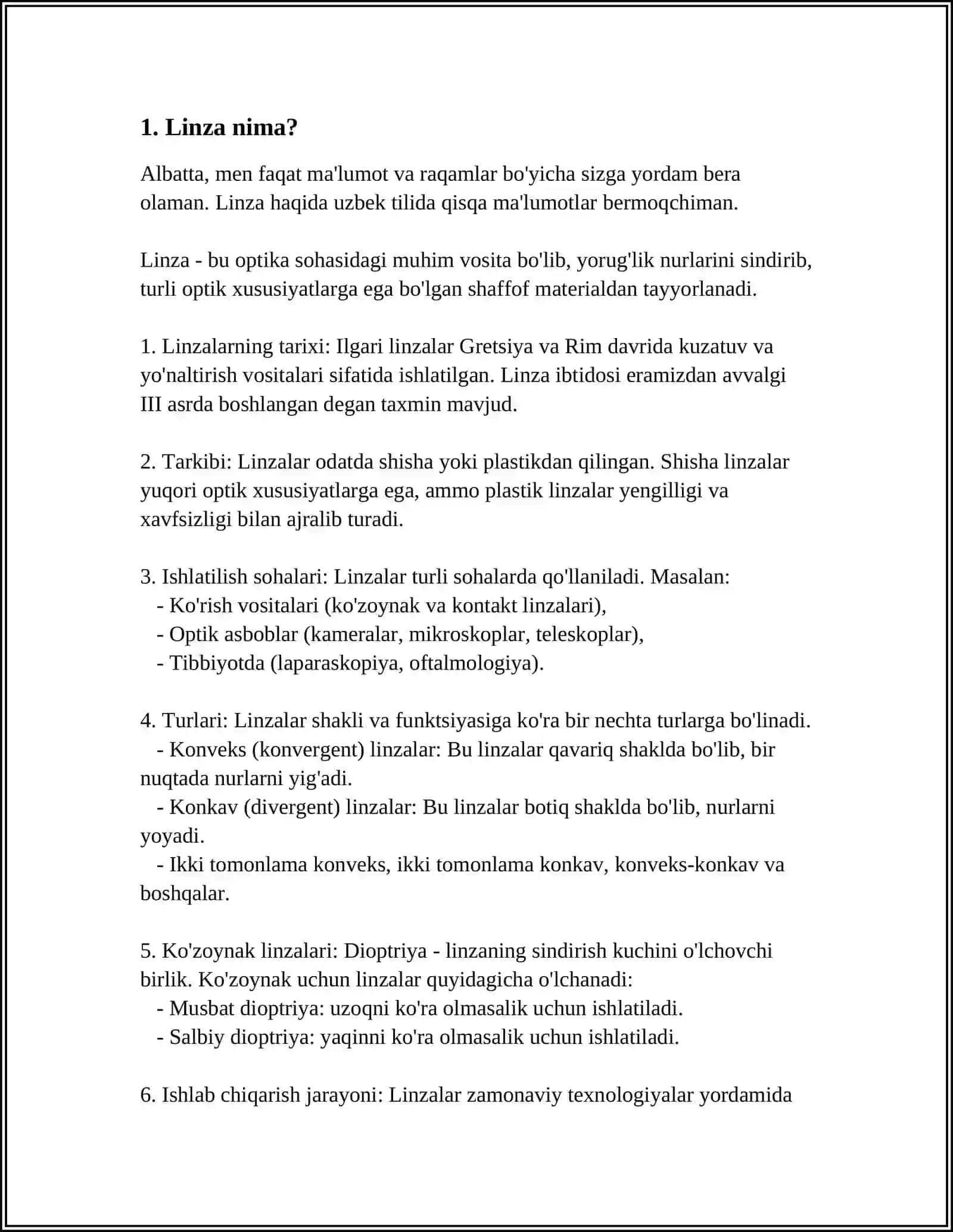 LINZA VA ULARNING TURLARI MAVZUSIDA GLASSARI KRASVORD SAVOL JAVOB TUZIB BERING 3