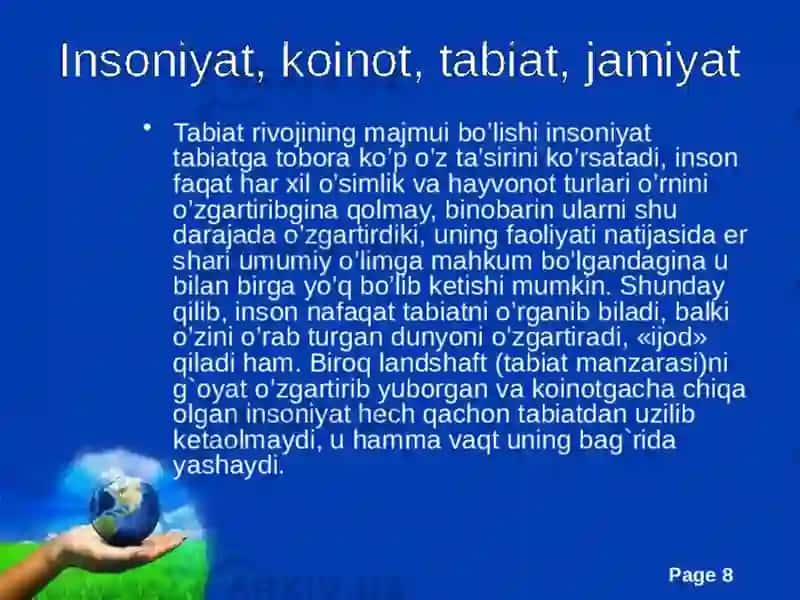 Tabiatni o'rganishga oid qarashlar tarixi 3